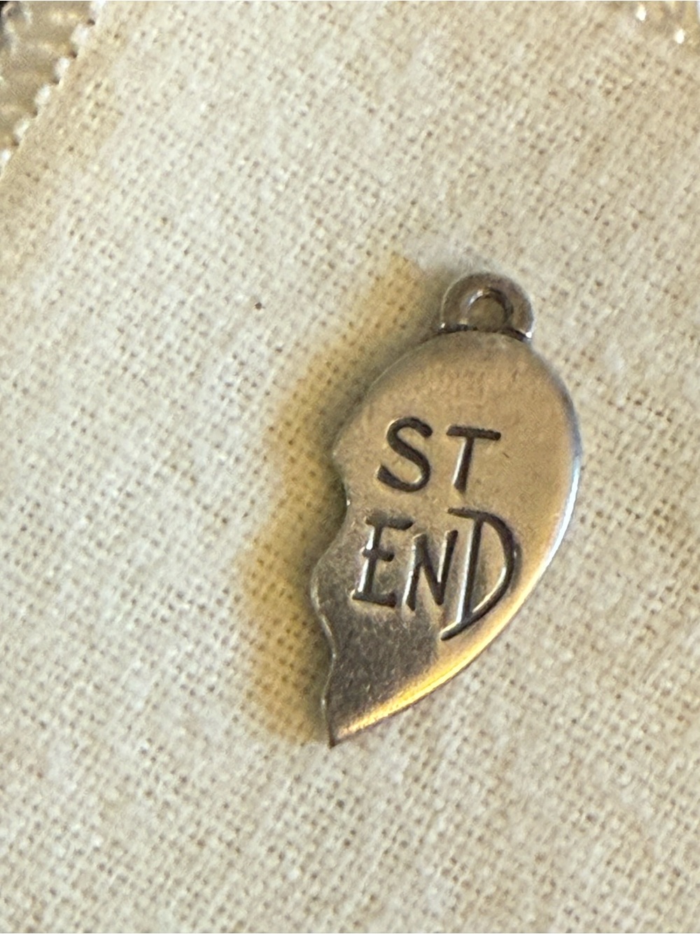 Best Friend Half Heart Pendant Signed James Avery 925 Sterling Silver 1/2 Charm